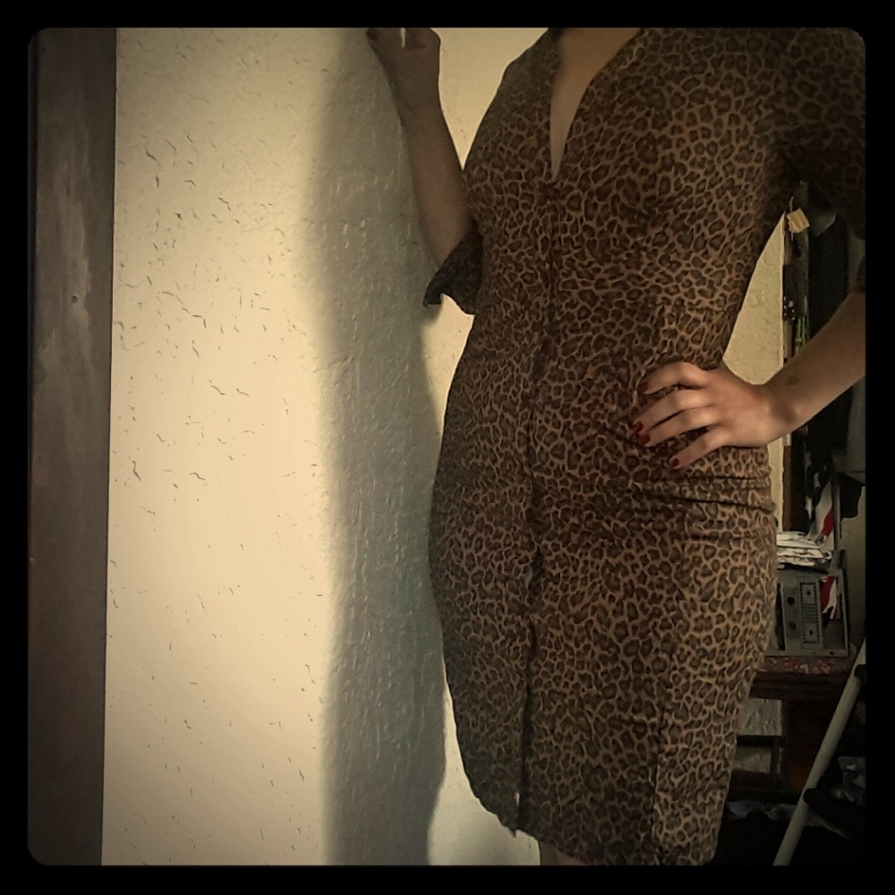Leopard print shirt dress